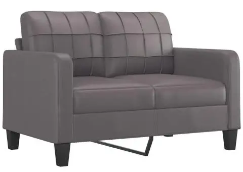 Set de canapele cu perne, 2 piese, gri, piele ecologică - 3/5