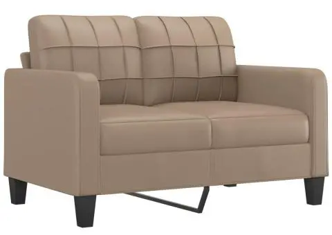 Set de canapele cu perne, 2 piese, cappuccino, piele ecologică - 3/5