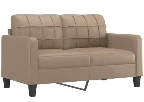 Set de canapele cu perne, 2 piese, cappuccino, piele ecologică - 4/5