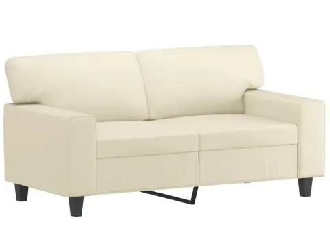 Set de canapele cu perne, 2 piese, crem, piele ecologică - 3/5