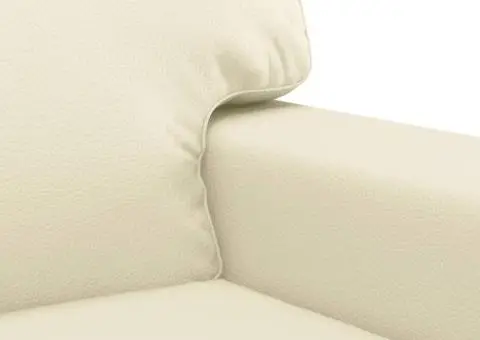 Set de canapele cu perne, 2 piese, crem, piele ecologică - 5/5