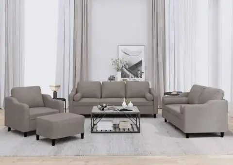 Set de canapele cu perne, 4 piese, gri taupe, textil - 1/5