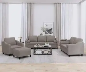 vidaXL Set de canapele cu perne, 4 piese, gri taupe, textil