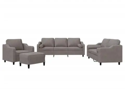 Set de canapele cu perne, 4 piese, gri taupe, textil - 2/5