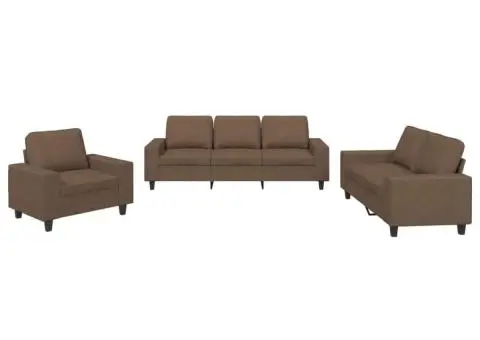 Set de canapele, 3 piese, maro, textil - 2/5