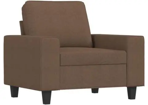 Set de canapele, 3 piese, maro, textil - 3/5