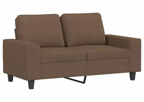 Set de canapele, 3 piese, maro, textil - 4/5