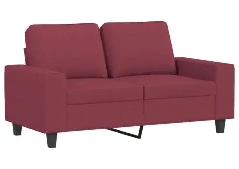 Set de canapea, 2 piese, roșu vin, material textil - 3/5