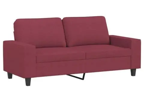 Set de canapea, 2 piese, roșu vin, material textil - 4/5