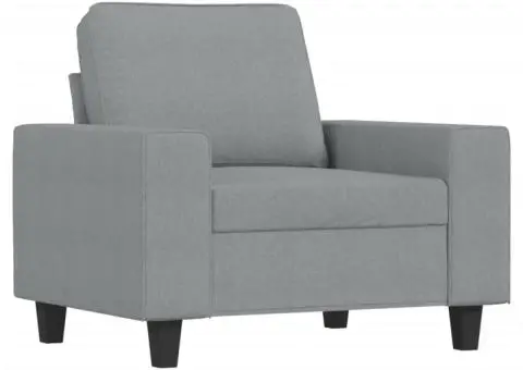 Set de canapele, 4 piese, gri deschis, material textil - 3/5