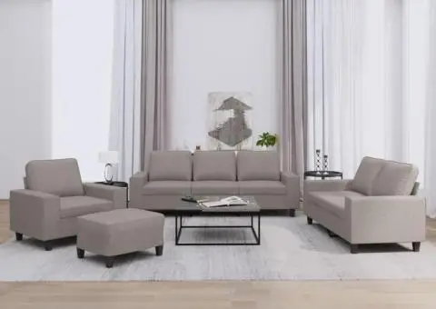 Set de canapele, 4 piese, gri taupe, textil - 1/5