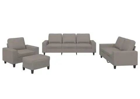 Set de canapele, 4 piese, gri taupe, textil - 2/5