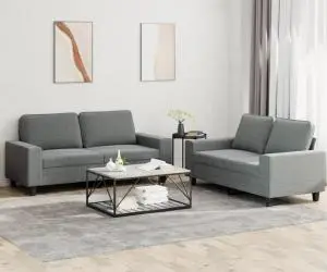 vidaXL Set de canapele, 2 piese, gri închis, material textil