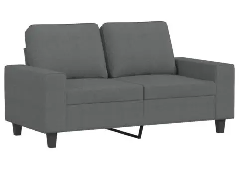 Set de canapele, 2 piese, gri închis, material textil - 3/5