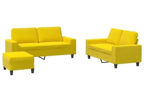 Set de canapele, 3 piese, galben deschis, textil - 2/5