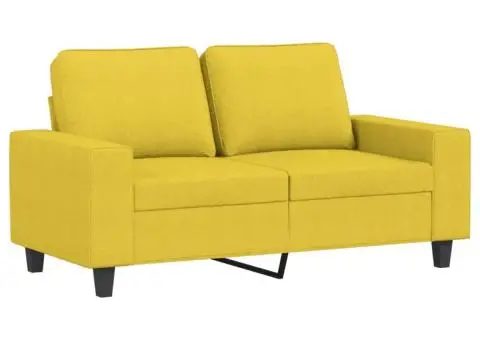 Set de canapele, 3 piese, galben deschis, textil - 3/5