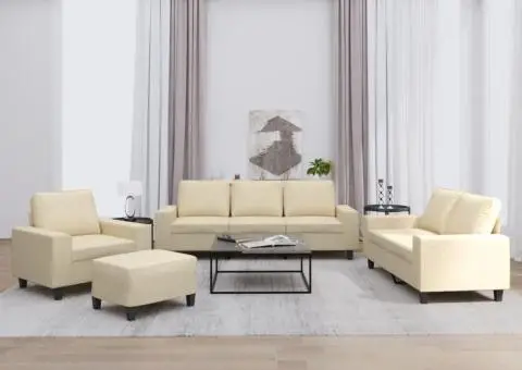 Set de canapele, 4 piese, crem, microfibră - 1/5