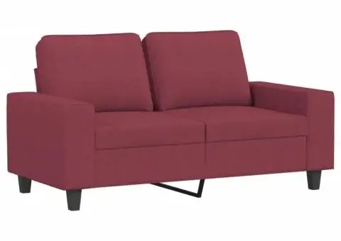 Set de canapea, 3 piese, roșu vin, material textil - 3/5