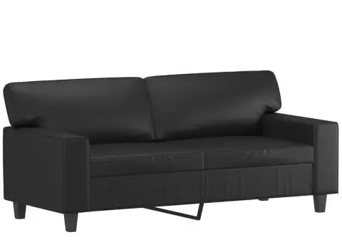 Set de canapele, 3 piese, negru, piele ecologică - 4/5