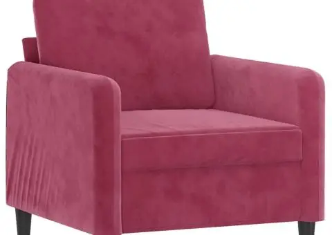 Set de canapea, 3 piese, roșu vin, catifea - 3/5