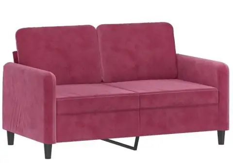 Set de canapea, 3 piese, roșu vin, catifea - 4/5