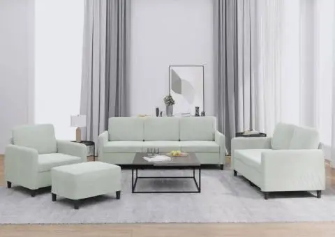 Set de canapele, 4 piese, gri deschis, catifea - 1/5