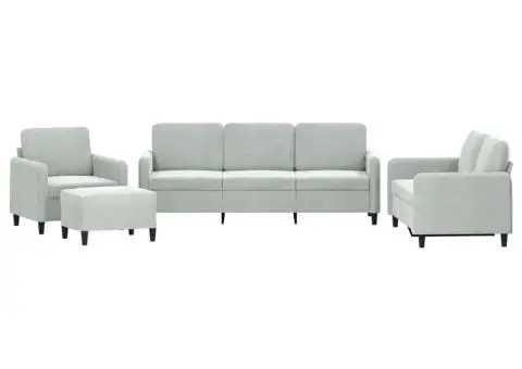 Set de canapele, 4 piese, gri deschis, catifea - 2/5