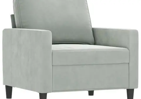 Set de canapele, 4 piese, gri deschis, catifea - 3/5