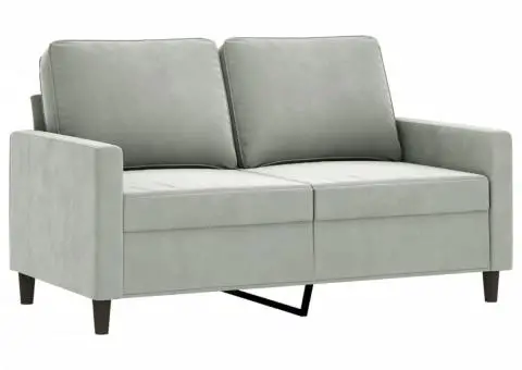 Set de canapele, 4 piese, gri deschis, catifea - 4/5