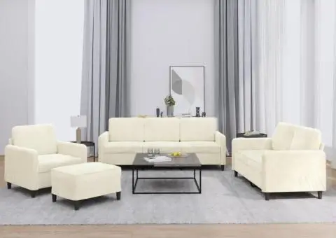 Set de canapele, 4 piese, crem, catifea - 1/5