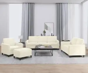 vidaXL Set de canapele, 4 piese, crem, catifea