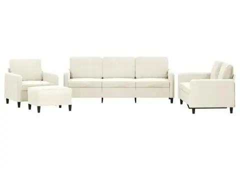 Set de canapele, 4 piese, crem, catifea - 2/5