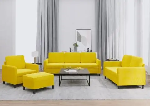 Set de canapele, 4 piese, galben, catifea - 1/5