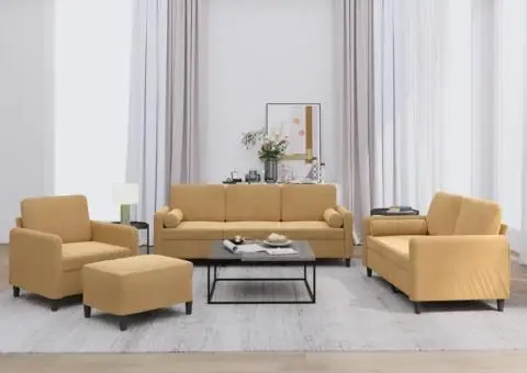 Set de canapele cu perne, 4 piese, maro, catifea - 1/5