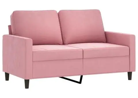 Set canapea cu perne, 4 piese, roz, catifea - 4/5