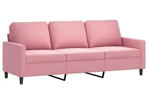 Set canapea cu perne, 4 piese, roz, catifea - 5/5