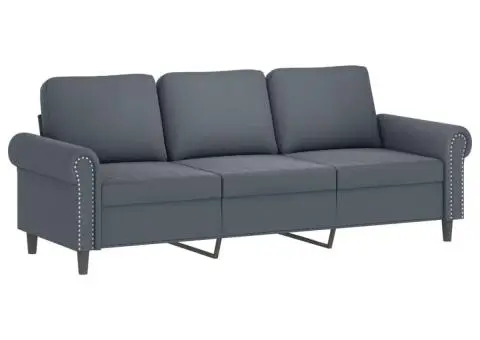 Set canapea cu perne, 3 piese, gri închis, catifea - 4/5