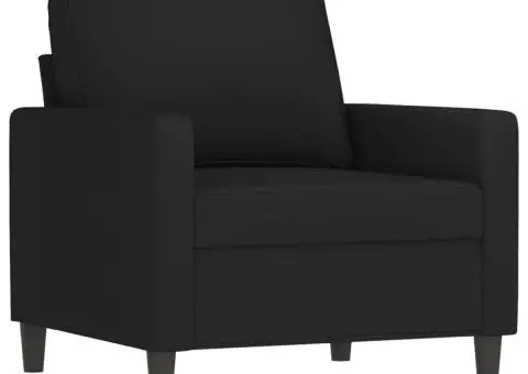 Set de canapele cu perne, 3 piese, negru, catifea - 3/5