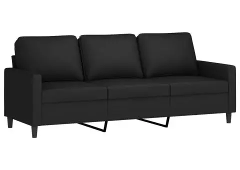 Set de canapele cu perne, 3 piese, negru, catifea - 5/5