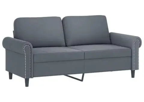 Set canapea cu perne, 3 piese, gri închis, catifea - 4/5