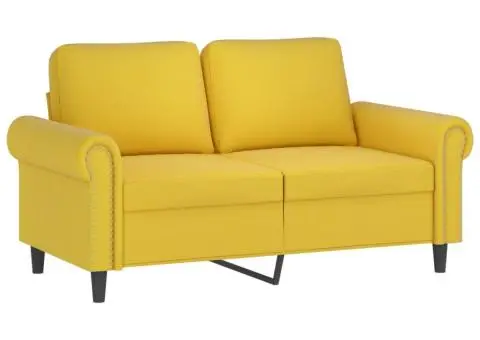Set de canapele cu perne, 2 piese, galben, catifea - 3/5