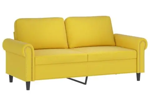 Set de canapele cu perne, 2 piese, galben, catifea - 4/5