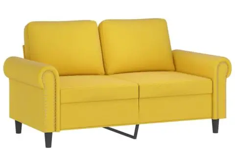 Set de canapele cu perne, 2 piese, galben, catifea - 3/5