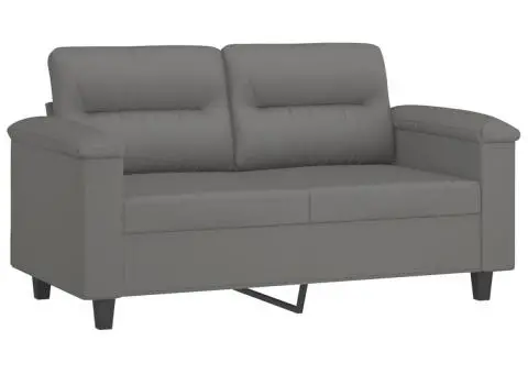 Set de canapele cu perne, 3 piese, gri închis, microfibră - 3/5