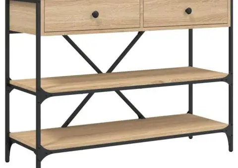 Masă consolă cu sertare și rafturi stejar sonoma lemn prelucrat - 2/5