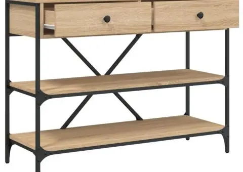 Masă consolă cu sertare și rafturi stejar sonoma lemn prelucrat - 5/5