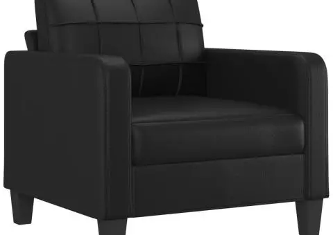 Set de canapele cu perne, 4 piese, negru, piele ecologică - 3/5