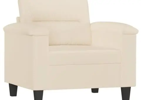 Set de canapele cu perne, 3 piese, bej, microfibră - 3/5