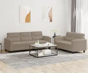 vidaXL Set de canapele cu perne, 2 piese, gri taupe, microfibră