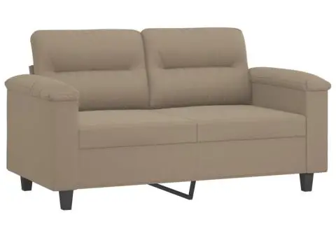 Set de canapele cu perne, 2 piese, gri taupe, microfibră - 3/5